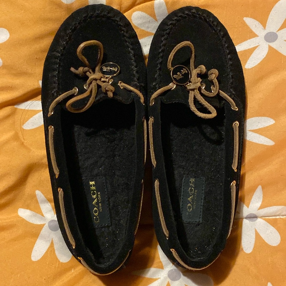 Coach Black and Tan Moccasins